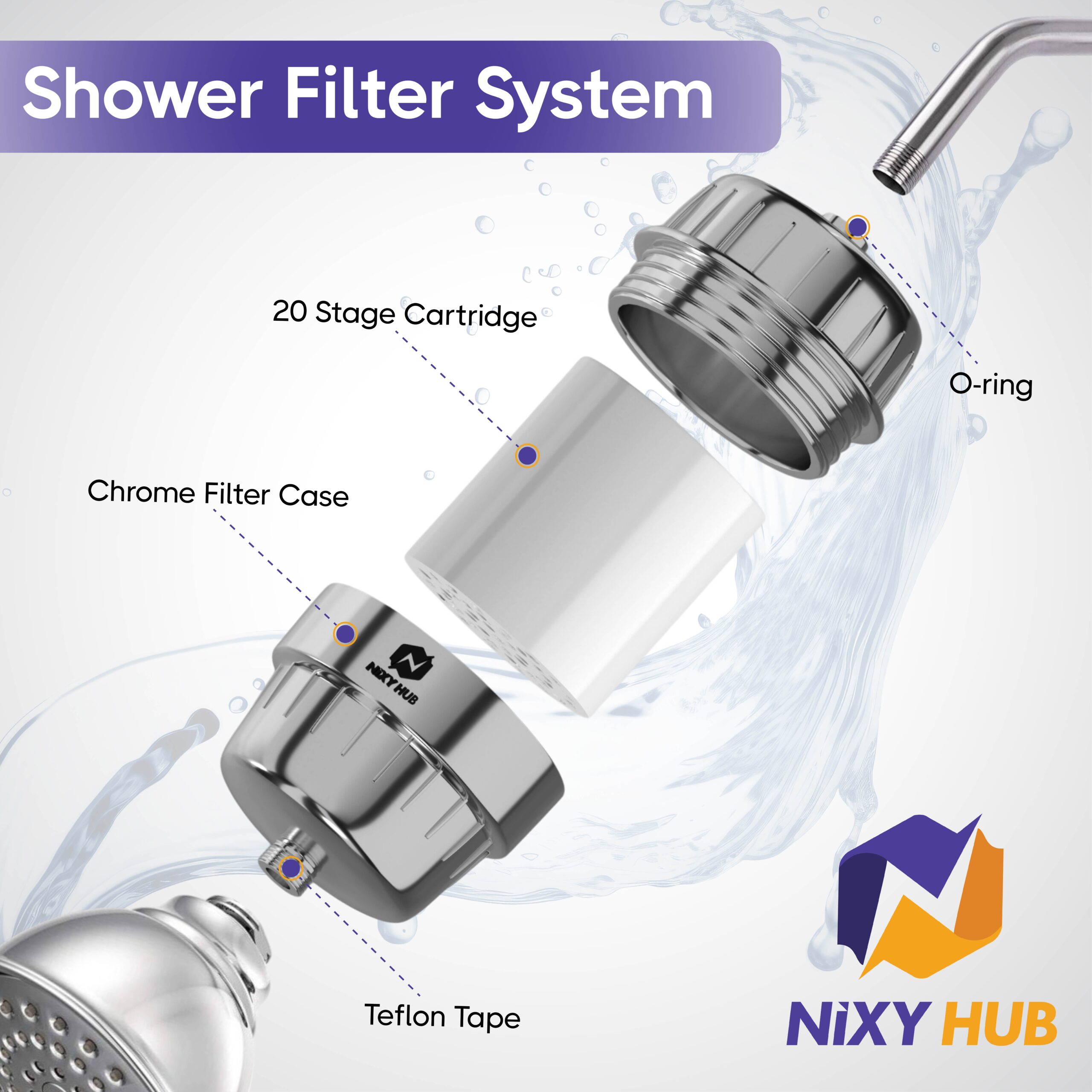 NiXY HUB Shower Filter Cartridge - 20 Stages - Image 5